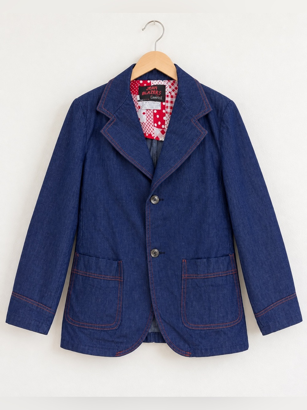 Vintage 70s Jean Blazers by Campus Denim Blazer Jacket Made USA Red Stitching S